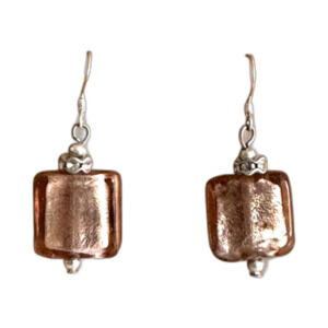 New Purple Murano Glass Dangle Earrings on .925 Silver Hooks Item #371